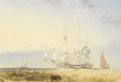 A frigate setting sail by Snr. George Chambers, watercolour, sold Dec 2014