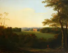 A view of a country house with figures in the foreground by James Arthur O'Connor, oil on canvas, sold Dec 2014