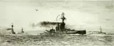 HMS Iron Duke Jutland by William Lionel Wyllie, etching,, sold Dec 2014