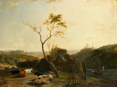 Cattle in a rolling landscape by English School 19th century, oil on canvas, sold Dec 2014