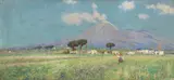 A summer meadow, Vesuvius in the distance by Horace Fisher, oil on canvas, offered Dec 2014