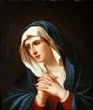 The Madonna at Prayer by called Il Sassoferrato Giovanni Battista Salvi, oil on canvas, sold Dec 2014