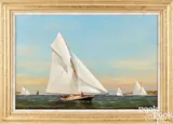 of yacht racing by Vernon Broe, oil on board, sold Apr 2024