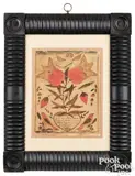 fraktur by Bernhard Misson, watercolor and ink, sold Apr 2024
