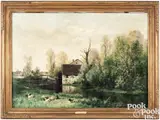landscape with mill and ducks by Louis Matifas, oil on canvas, sold Apr 2024