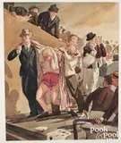 boxing scene titled After the Fight by George Bellows, watercolor, sold Apr 2024