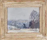winter landscape by Walter Emerson Baum, oil on board, sold Apr 2024