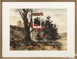 landscape with house by Philip Jamison Jr., watercolor, sold Apr 2024