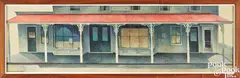 titled Opposite Ulrick's by Katharine Steele Renninger, casein on board, sold Apr 2024