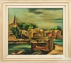titled Rockport by Earl Horter, oil on canvas, offered Apr 2024