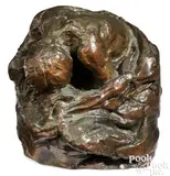 figure with blanket by Solon Borglum, bronze, sold Apr 2024