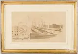 drawing of the Wharves of Boston Harbor by Marshall M. Tidd, ca. 1860, ink, sold Feb 2024