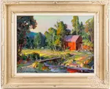 landscape with barn by Ovanes Berberian, oil on canvas, sold Feb 2024