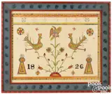 fraktur and frame by David Y. Ellinger, watercolor, sold Jan 2024
