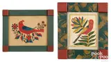 fraktur drawings by David Y. Ellinger, watercolor, sold Jan 2024