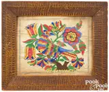 fraktur housed in a 19th c. painted frame - 12 1/4" x 14 1/2". by David Y. Ellinger, watercolor, sold Jan 2024