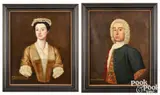 portraits of a brother and sister by Peter Paul Lens, 1735, oil on canvas, sold Jan 2024