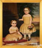 portrait of the artist's daughters Lavinia and Florence by Lavinia Scholes Simpson, oil on canvas, sold Jan 2024