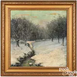 winter landscape by Charles Victor Brownlow, oil on canvas, sold Jan 2024