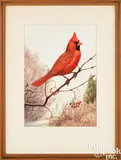 of a cardinal by Earl Lincoln Poole, watercolor, sold Jan 2024
