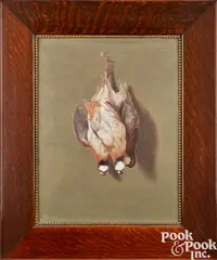 still life with three quail by George Cope, oil on canvas, sold Jan 2024