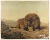 portrait of a lion by Newbold Hough Trotter, oil on canvas, sold Jan 2024