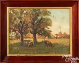 pastorial landscape by James C. Magee, oil on canvas, offered Jan 2024