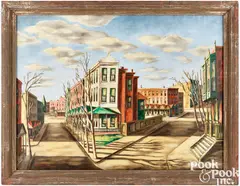 street scene by Hobson Pittman, oil on canvas, sold Jan 2024
