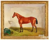 of a thoroughbred in stable by Edward Herberte, oil on canvas, sold Jan 2024