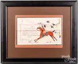 ledger art by Donald F. Montileaux, ink and watercolor, sold Dec 2023