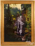 mounted to panel of a waterfall by Ronal A. Parlin, oil on linen, sold Dec 2023