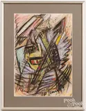 abstract by Jaled Muyaes, pastel and gouache, sold Dec 2023