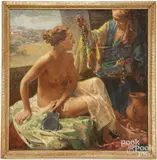 interior with two woman by Cameron Burnside, oil on canvas, sold Dec 2023