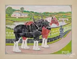 of Clydesdale horses by William Robbie, mixed media, sold Oct 2023