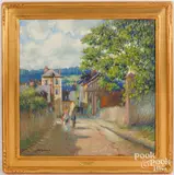 titled Rue de Village by Daniel Pignot, oil on canvas, sold Oct 2023