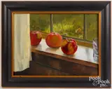 titled Three Apples by Anna B. McCoy, oil on canvas, sold Oct 2023