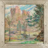titled The Kenilworth from Lincoln Drive by Leslie Henderson, oil on canvas, sold Oct 2023