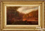 titled On the Brandywine Third Dam by Alfred Thompson Scott, oil on canvas, sold Oct 2023