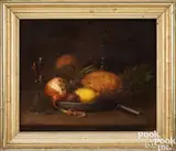 still life with a plate of fruit by Joseph Biays Ord, oil on panel, sold Oct 2023