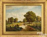 pastoral landscape by Claude Picault, oil on board, sold Oct 2023