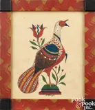 fraktur of a turkey by David Ellinger, watercolor, sold Oct 2023