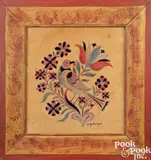 theorem of a bird on floral branch by David Ellinger, oil on velvet, sold Oct 2023