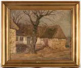 COTTAGE / FARM LANDSCAPE PAINTING by Luplau Janssen, oil on canvas, sold Apr 2025