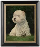 ATTRIBUTED, PORTRAIT OF A WEST HIGHLAND TERRIER by Laura Cassidy, oil on panel, sold Apr 2025