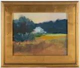 WHITE HOUSE LANDSCAPE PAINTING by Carol Anna Meese, oil on artist's board, sold Apr 2025