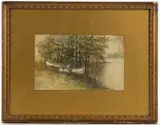 LANDSCAPE PAINTING by J. W. Cummins, watercolor on paper, sold Apr 2025