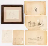 CARTOON DRAWINGS FROM THE NEW YORKER MAGAZINE, LOT OF SIX by William Hamilton, ink on paper, sold Apr 2025