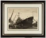 BATTLESHIP ETCHING by John Taylor Arms, etching on paper, sold Apr 2025
