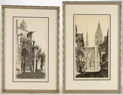 CATHEDRAL ETCHINGS, LOT OF TWO by John Taylor Arms, etching on paper, sold Apr 2025