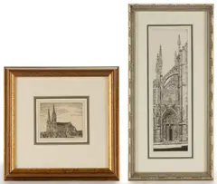 CATHEDRAL ETCHINGS, LOT OF TWO by John Taylor Arms, etching on paper, sold Apr 2025